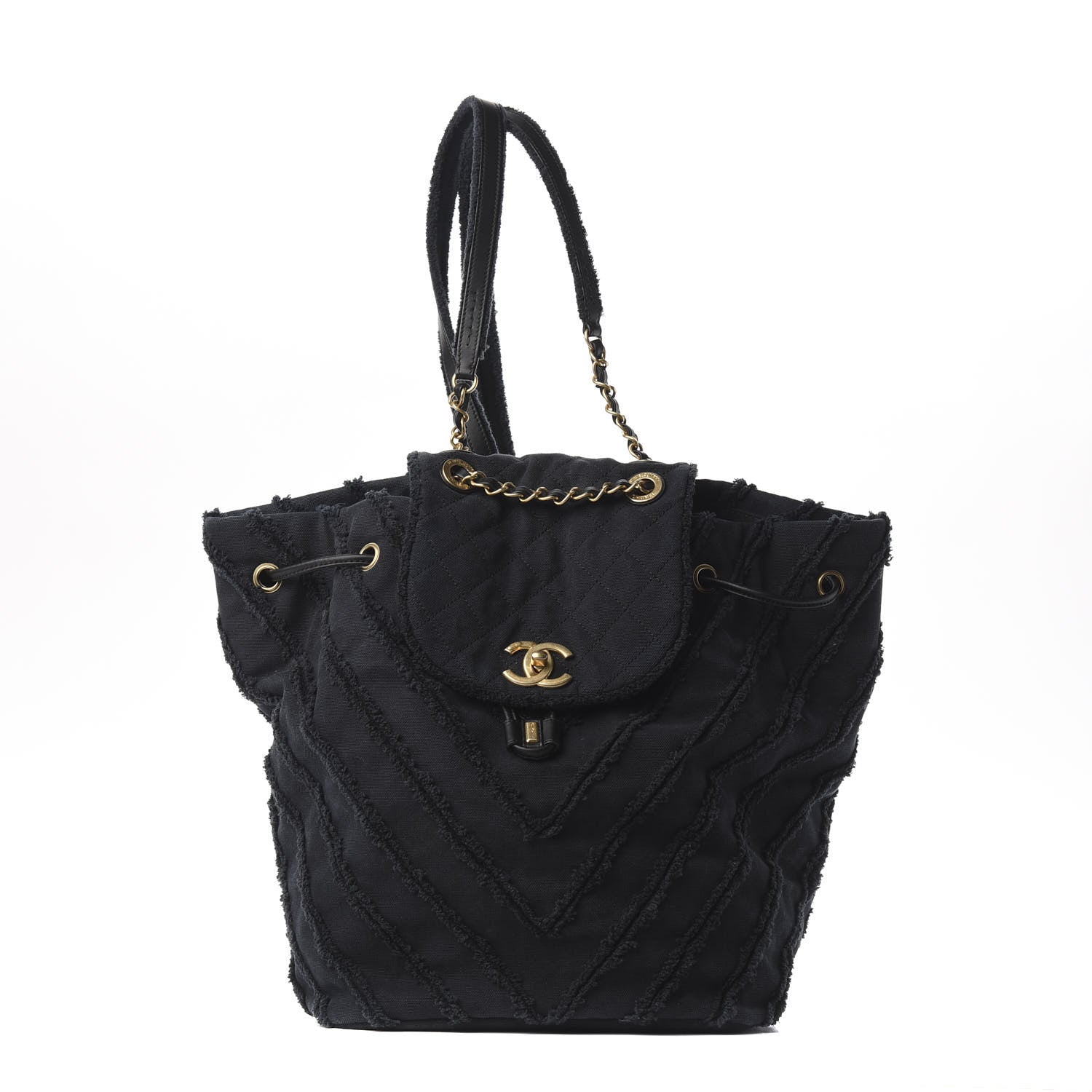 Chanel Canvas Chevron Cuba Patchwork Backpack Navy Blue 1 of 9