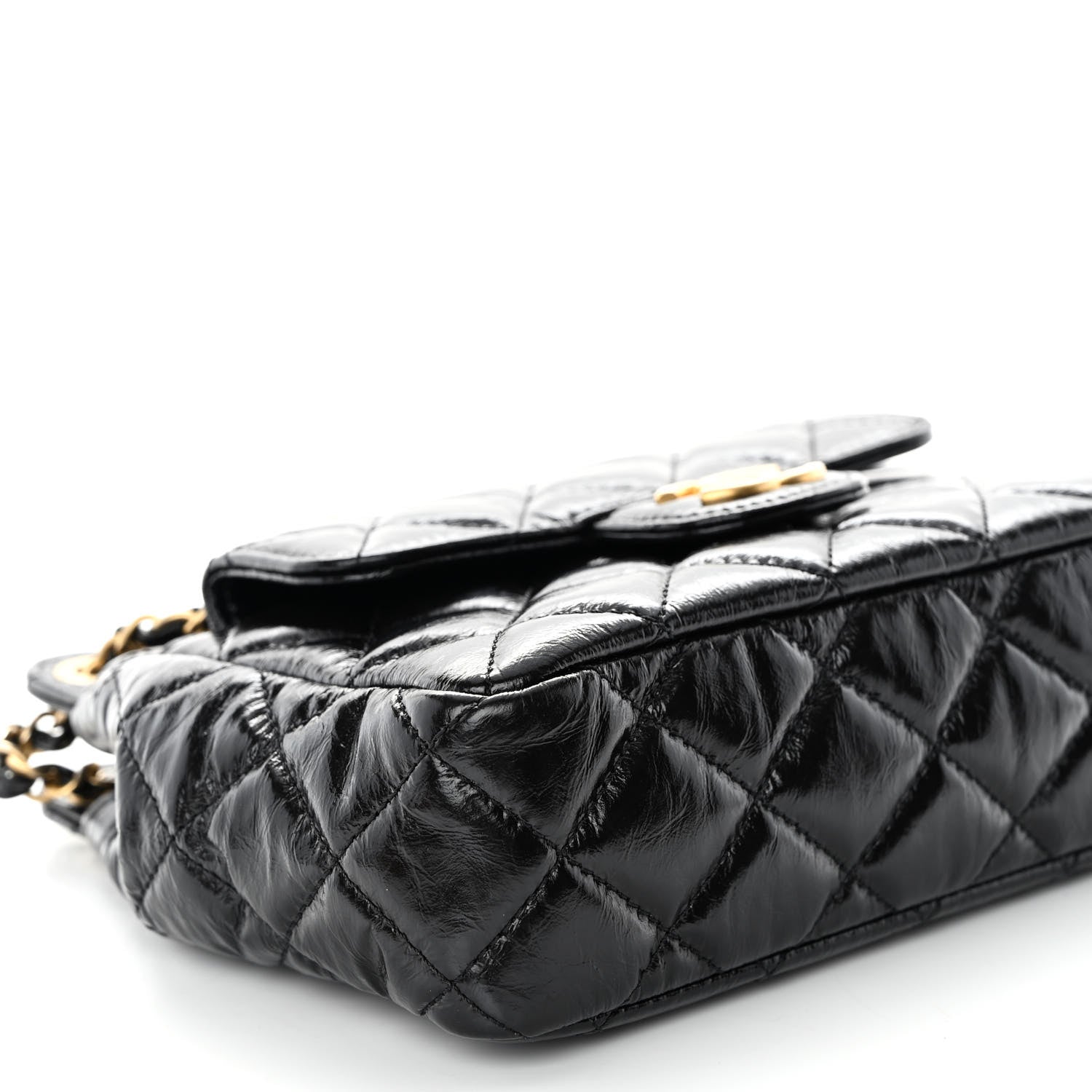 Chanel Shiny Crumpled Calfskin Quilted Small Wavy CC Hobo Black 9 of 10