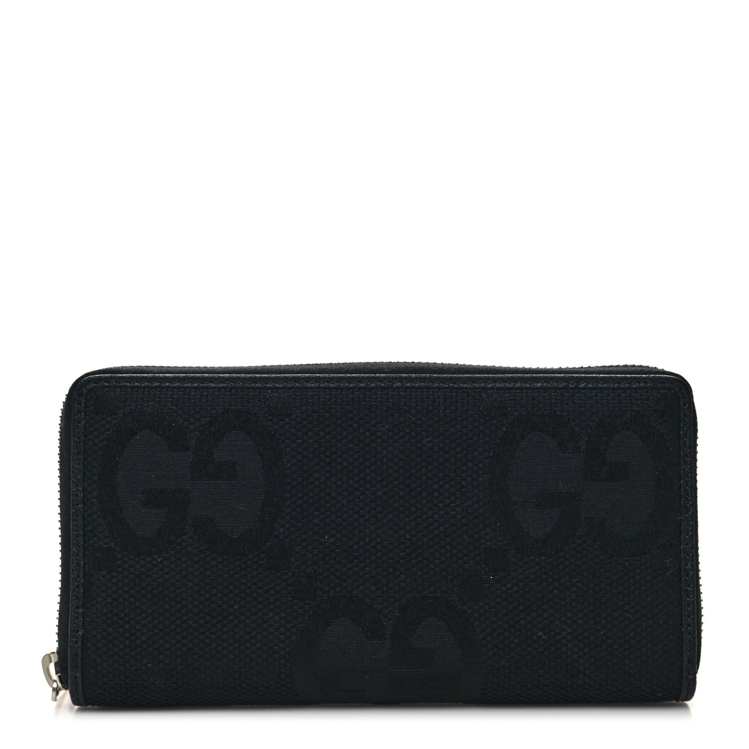 Gucci Canvas Monogram Jumbo GG Textured Dollar Calfskin Continental Wallet Black 1 of 8