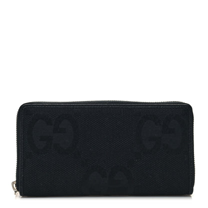 Gucci Canvas Monogram Jumbo GG Textured Dollar Calfskin Continental Wallet Black 1 of 8