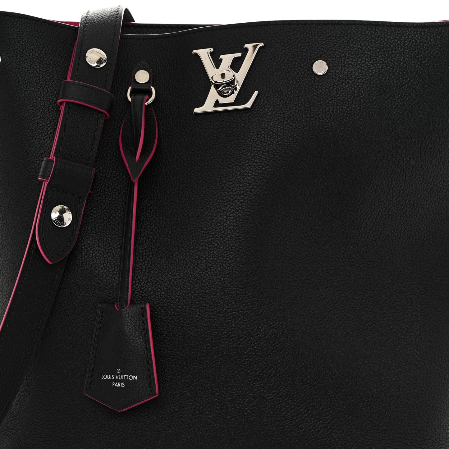 Calfskin Lockme Bucket Black
