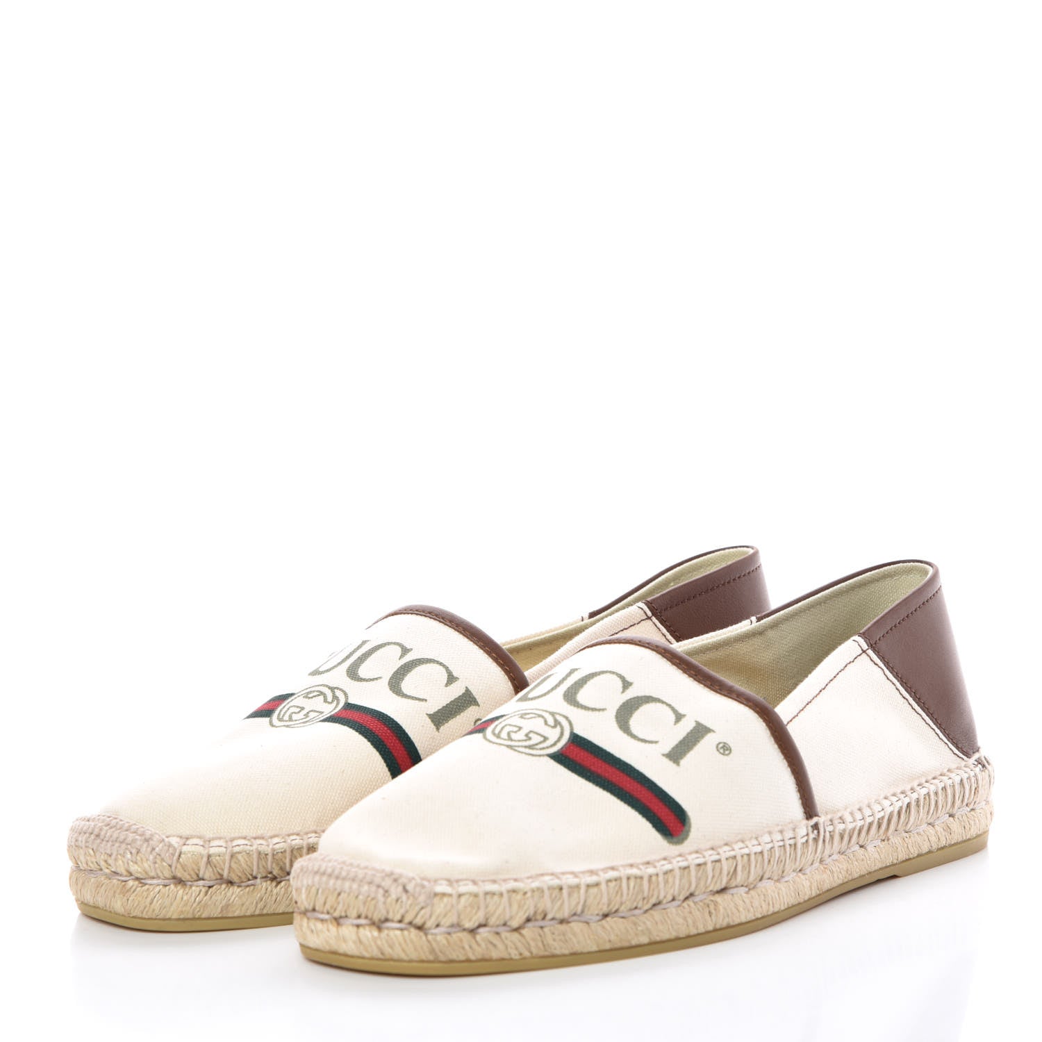 Gucci Canvas Miro Soft Calfskin Logo Mens Espadrilles 9 Greggio Cuir 3 of 8