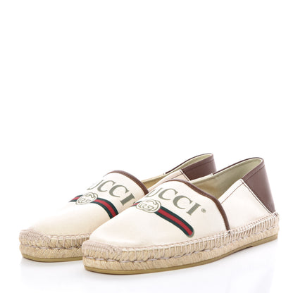 Gucci Canvas Miro Soft Calfskin Logo Mens Espadrilles 9 Greggio Cuir 3 of 8