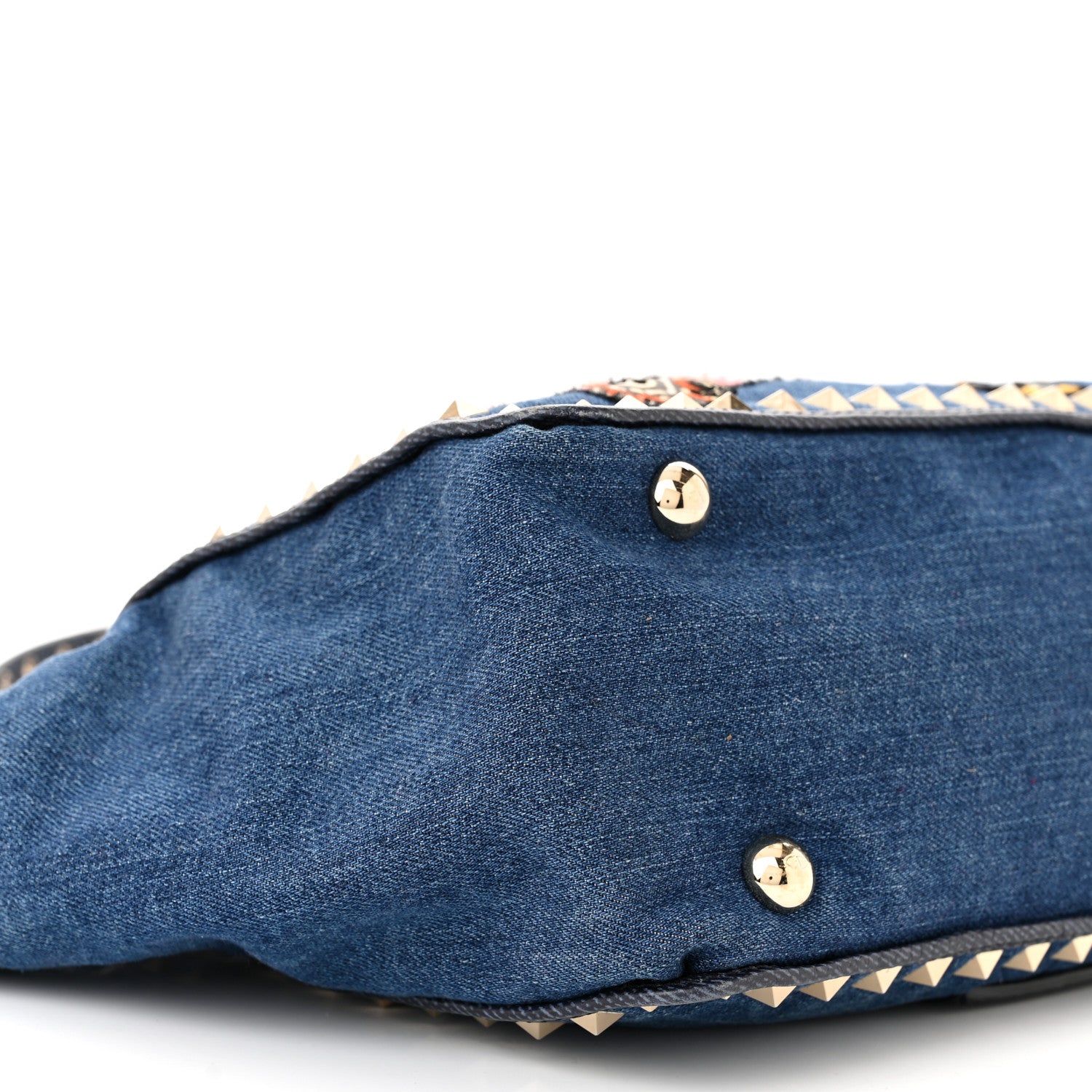 Valentino Garavani Denim Butterfly Embroidered Small Rockstud Tote Light Denim Multicolor 8 of 12