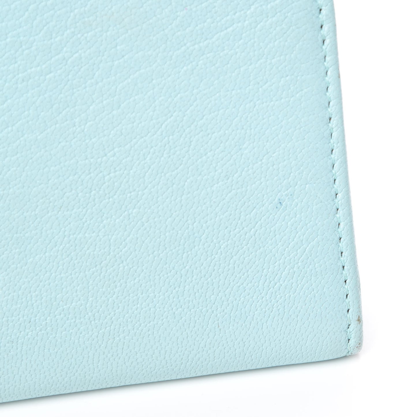 Chevre Gold Metallic Edge Hardware Money Wallet Bleu Maldives
