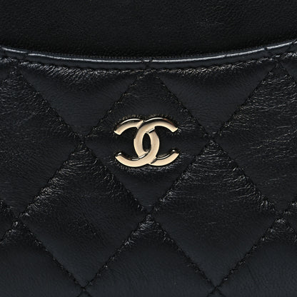Chanel Lambskin Quilted Zip Card Holder Black 8 of 8