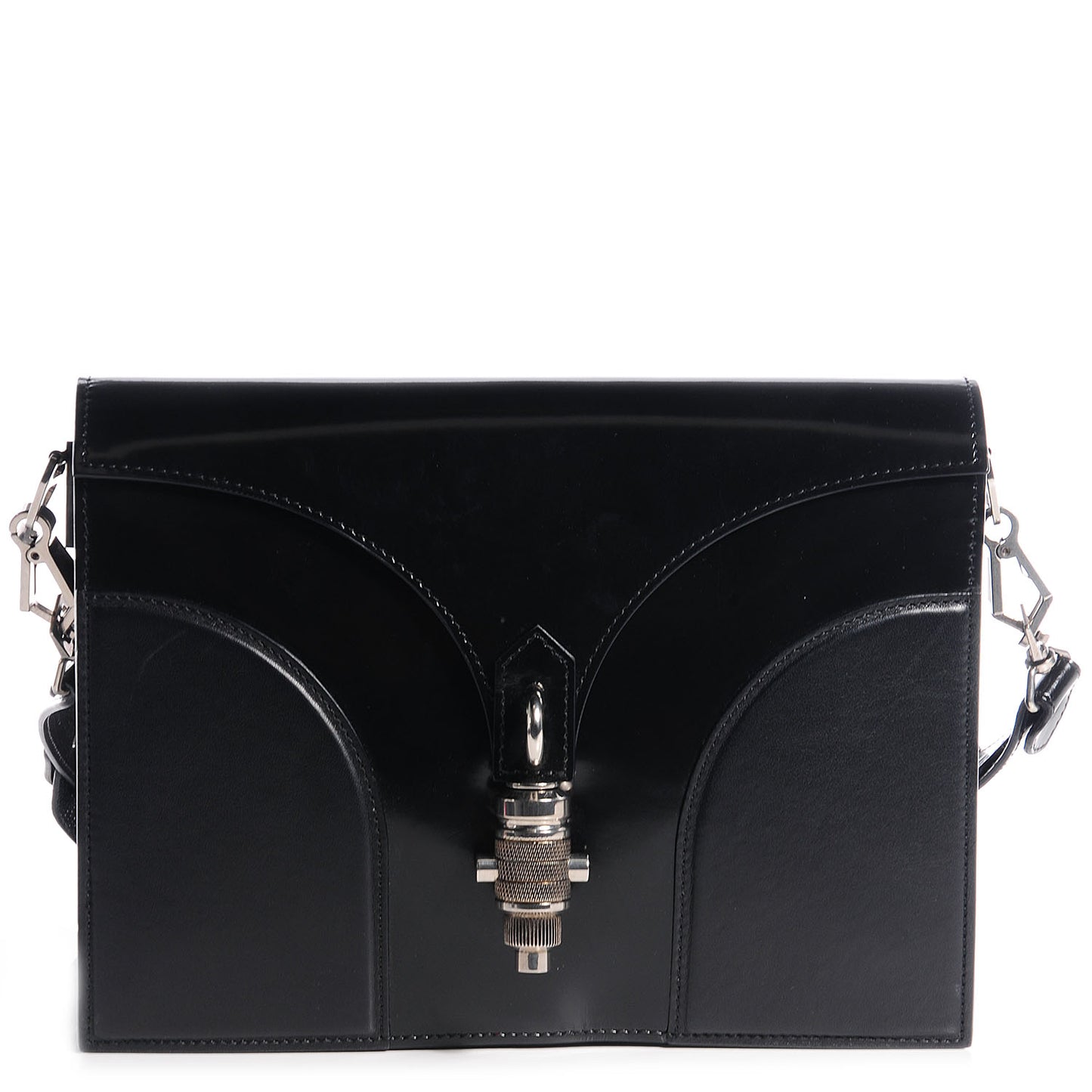 Calfskin Medium Journal Shoulder Bag Black