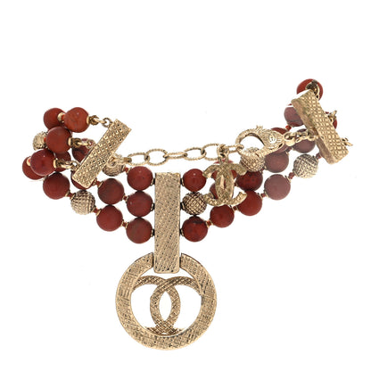 Chanel Metal Marble CC Multi Strand Bracelet Golden Red 3 of 6