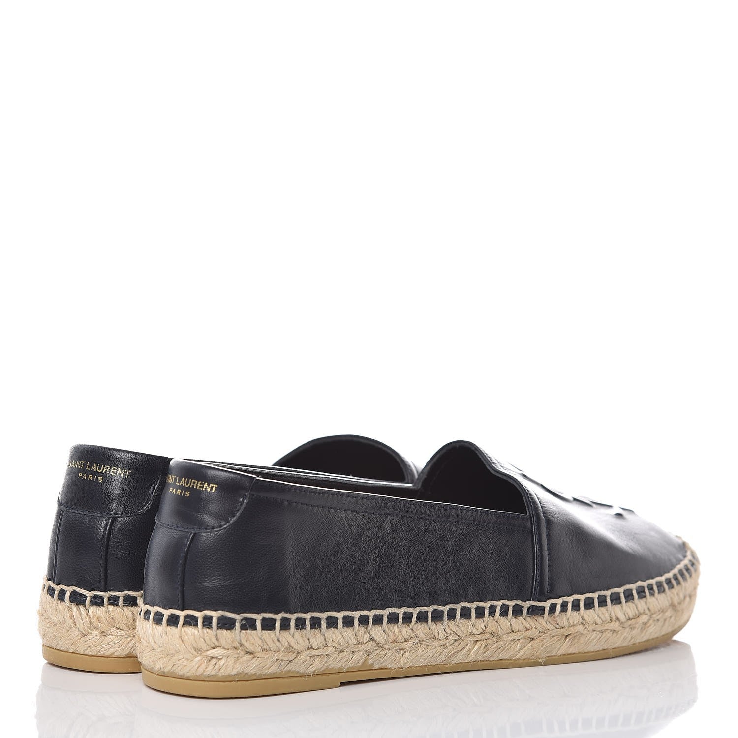 Saint Laurent Lambskin Monogram Espadrilles 34 Navy 4 of 9
