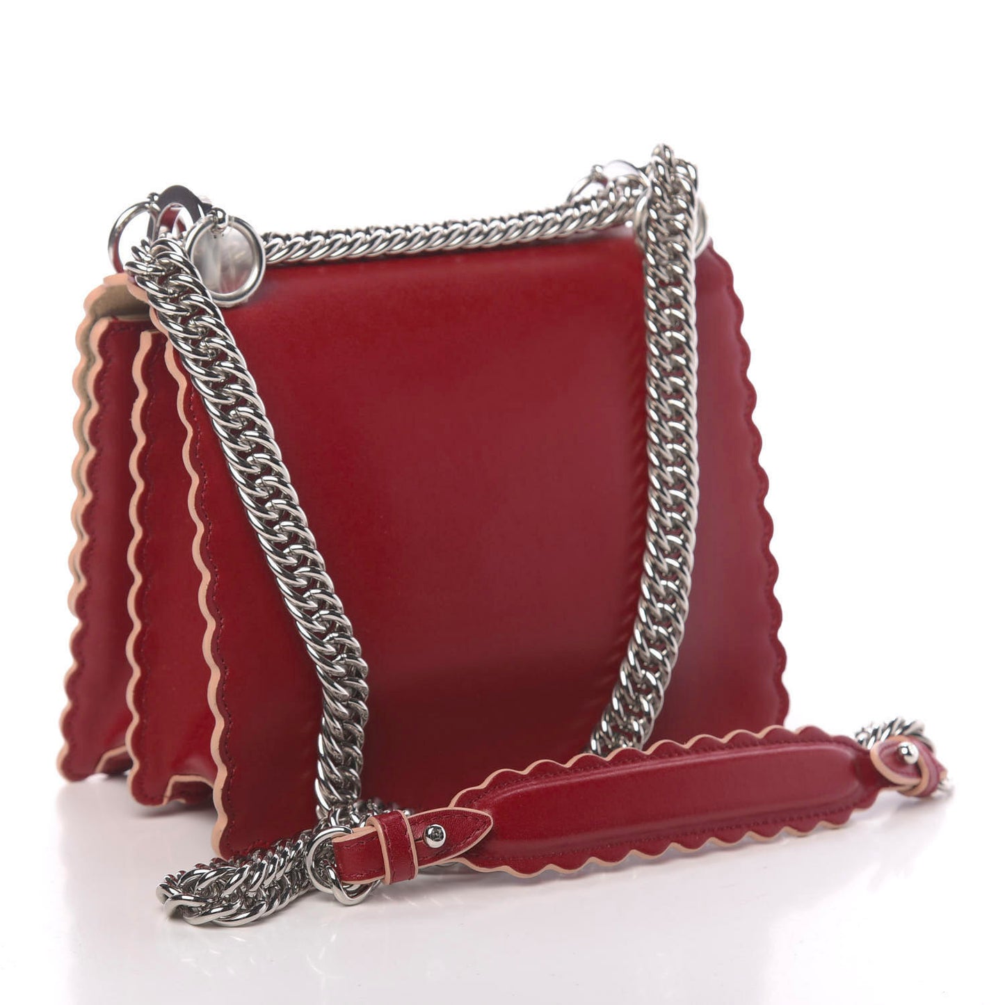 Vitello Liberty Scalloped Studded Small Kan I Shoulder Bag Fragola