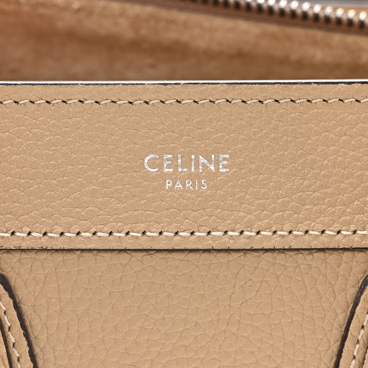 Celine Drummed Calfskin Nano Luggage Dune 6 of 11