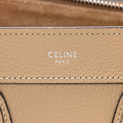 Celine Drummed Calfskin Nano Luggage Dune 6 of 11