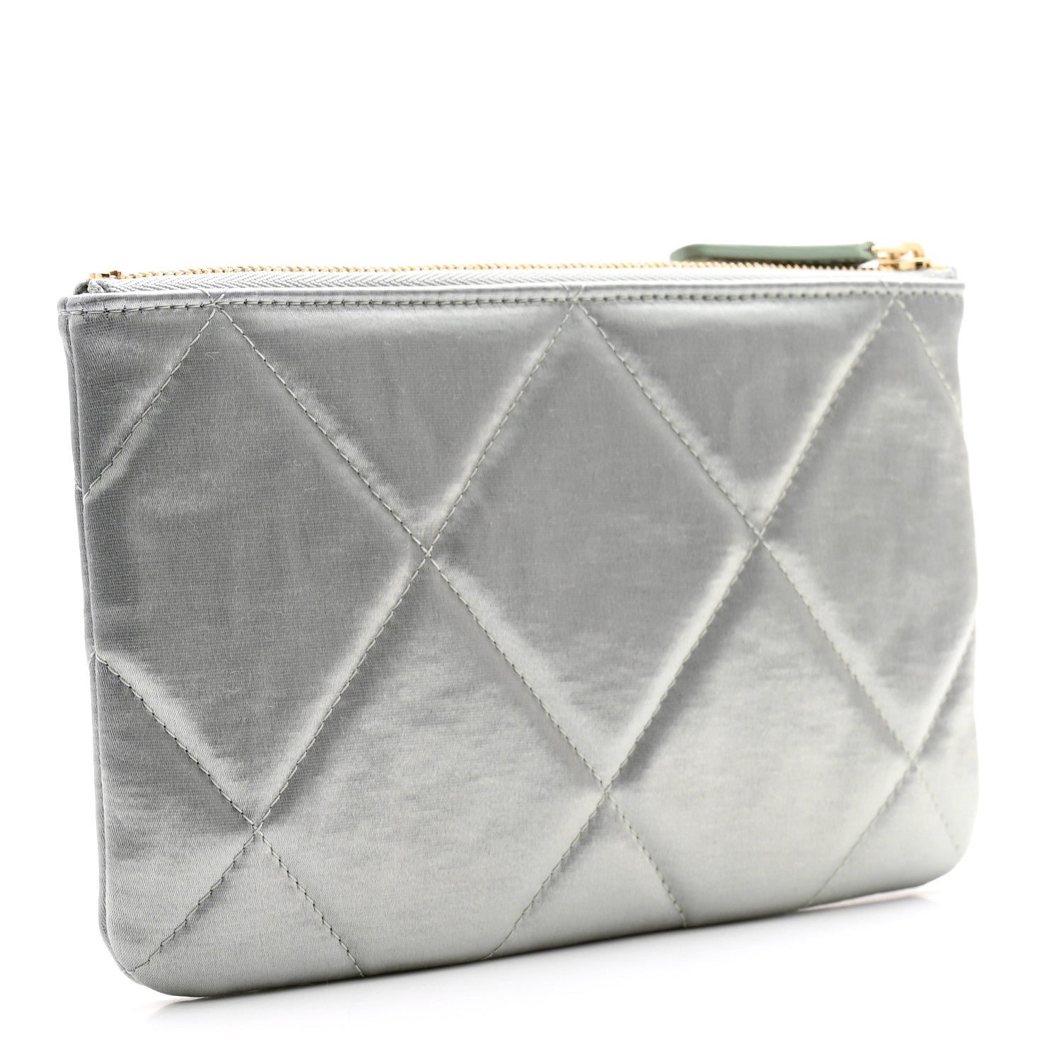 Chanel Satin Quilted Small Chanel 19 Pouch Gray 3 of 8