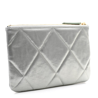 Chanel Satin Quilted Small Chanel 19 Pouch Gray 3 of 8