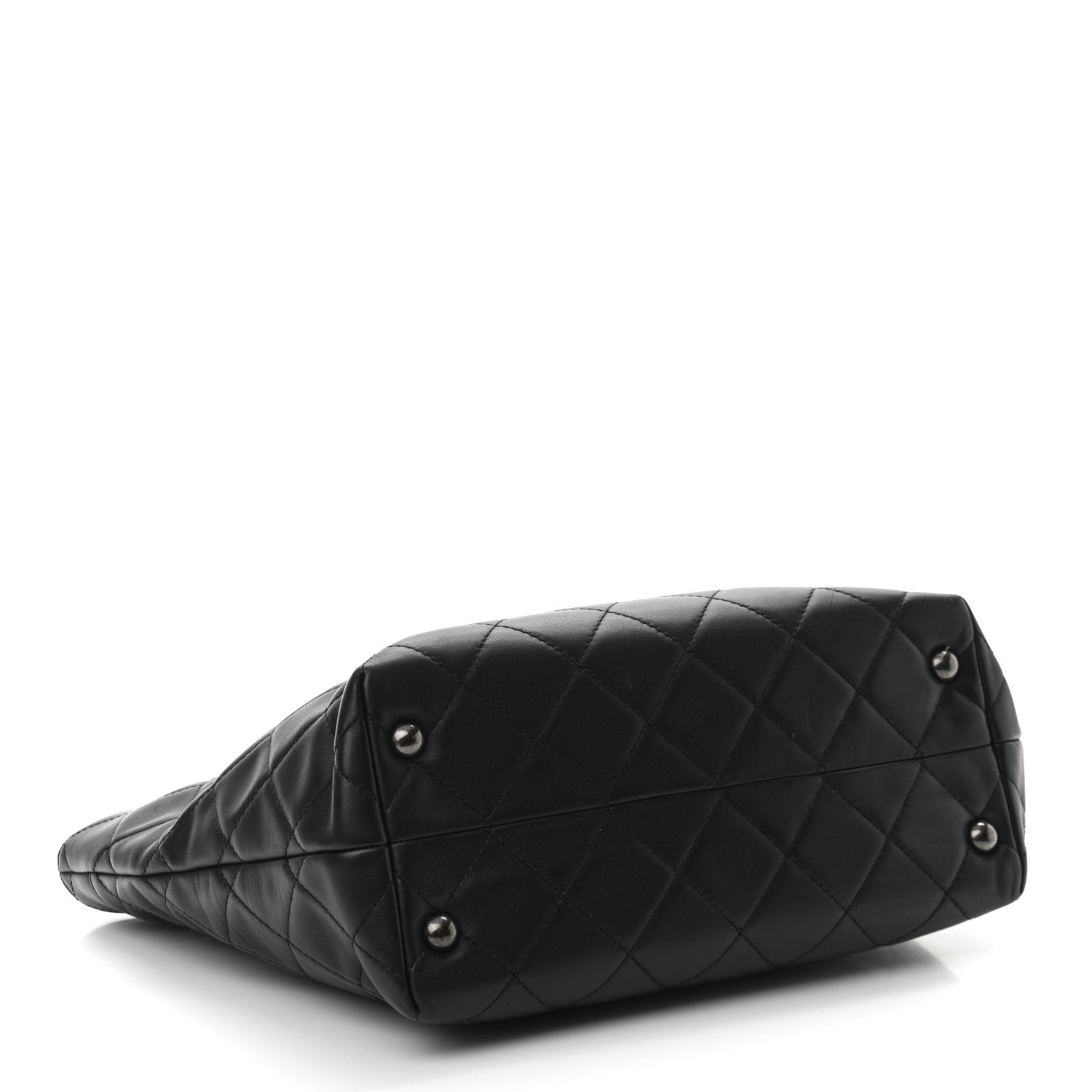 Chanel Sheepskin Quilted Chain Handle Large Shopping Tote Black 4 of 10