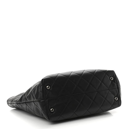 Chanel Sheepskin Quilted Chain Handle Large Shopping Tote Black 4 of 10