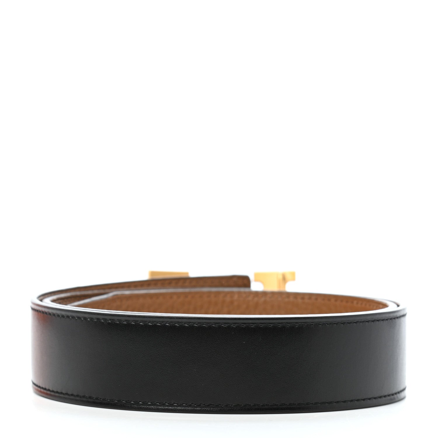 Hermes Box Togo 32mm H Belt 75 Black Gold 2 of 7