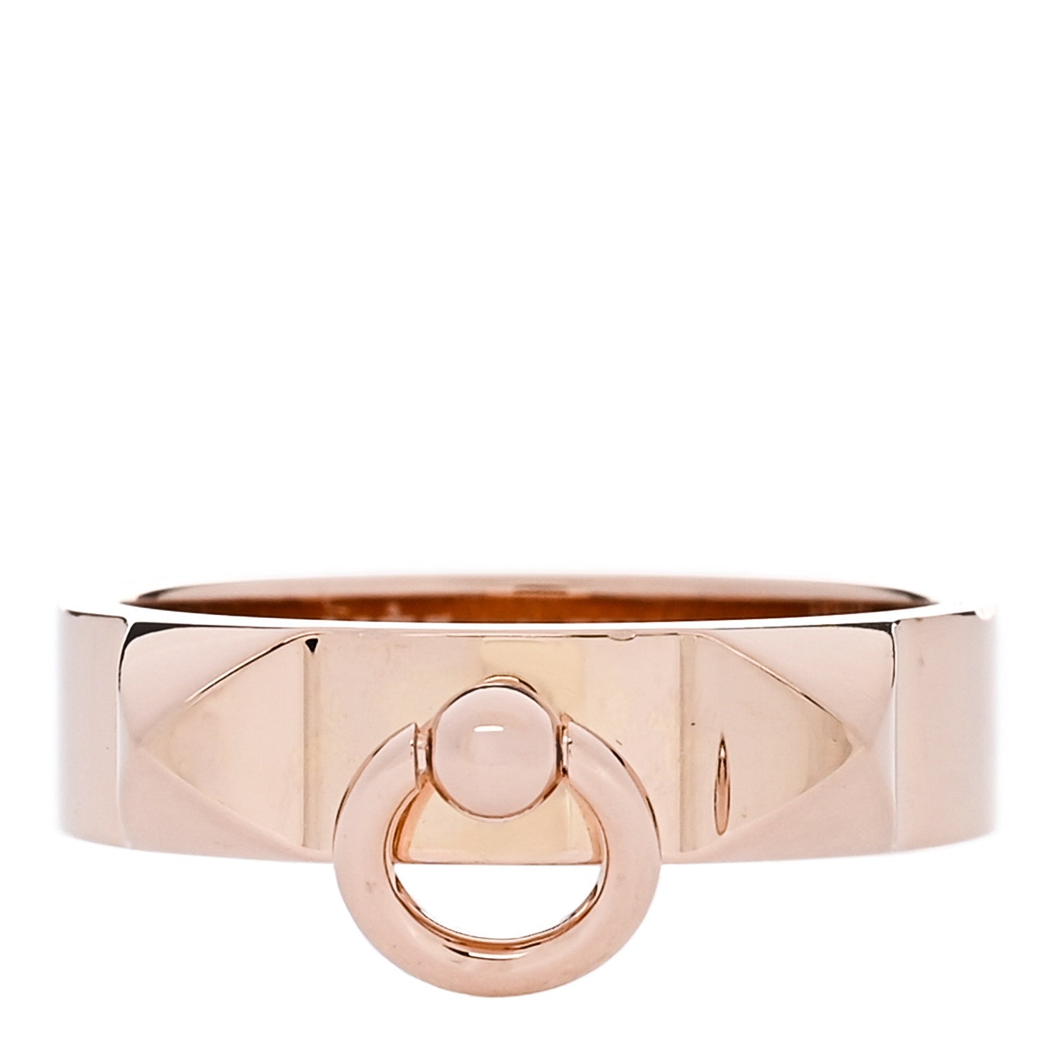 Hermes 18K Rose Gold PM Collier De Chien Ring 54 7 1 of 5