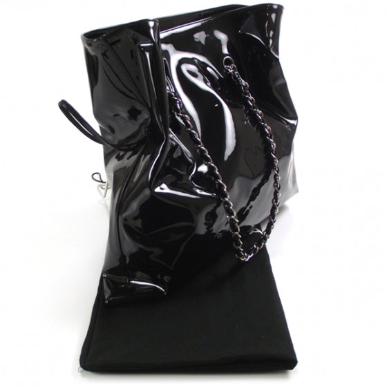 Patent Diamante Signature Tote Black