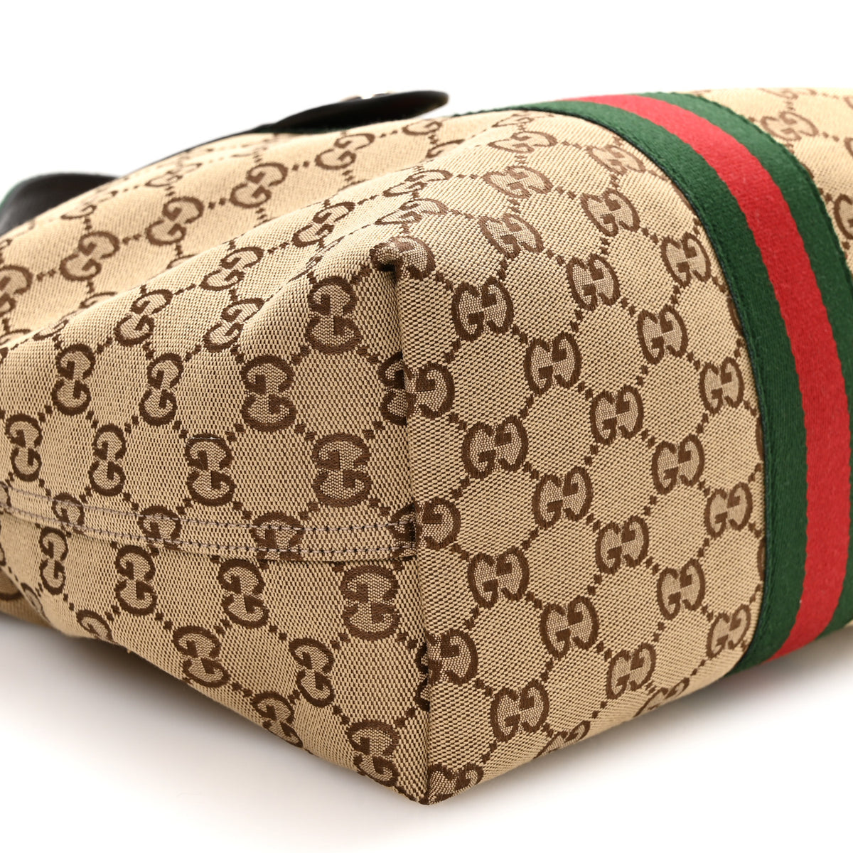Gucci Monogram Web Small Giglio Tote Beige Dark Brown 9 of 11