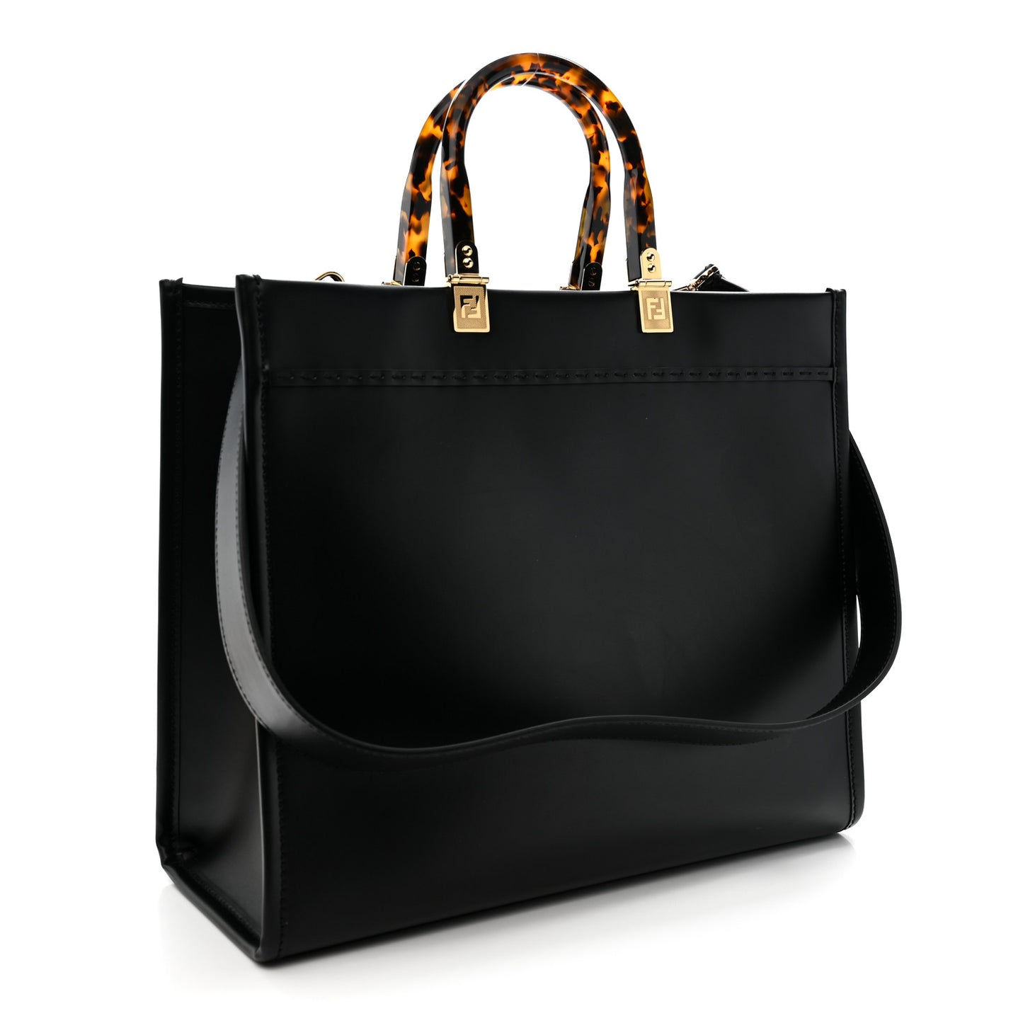 Vitello King Plexiglass Medium Fendi Sunshine Shopper Tote Black