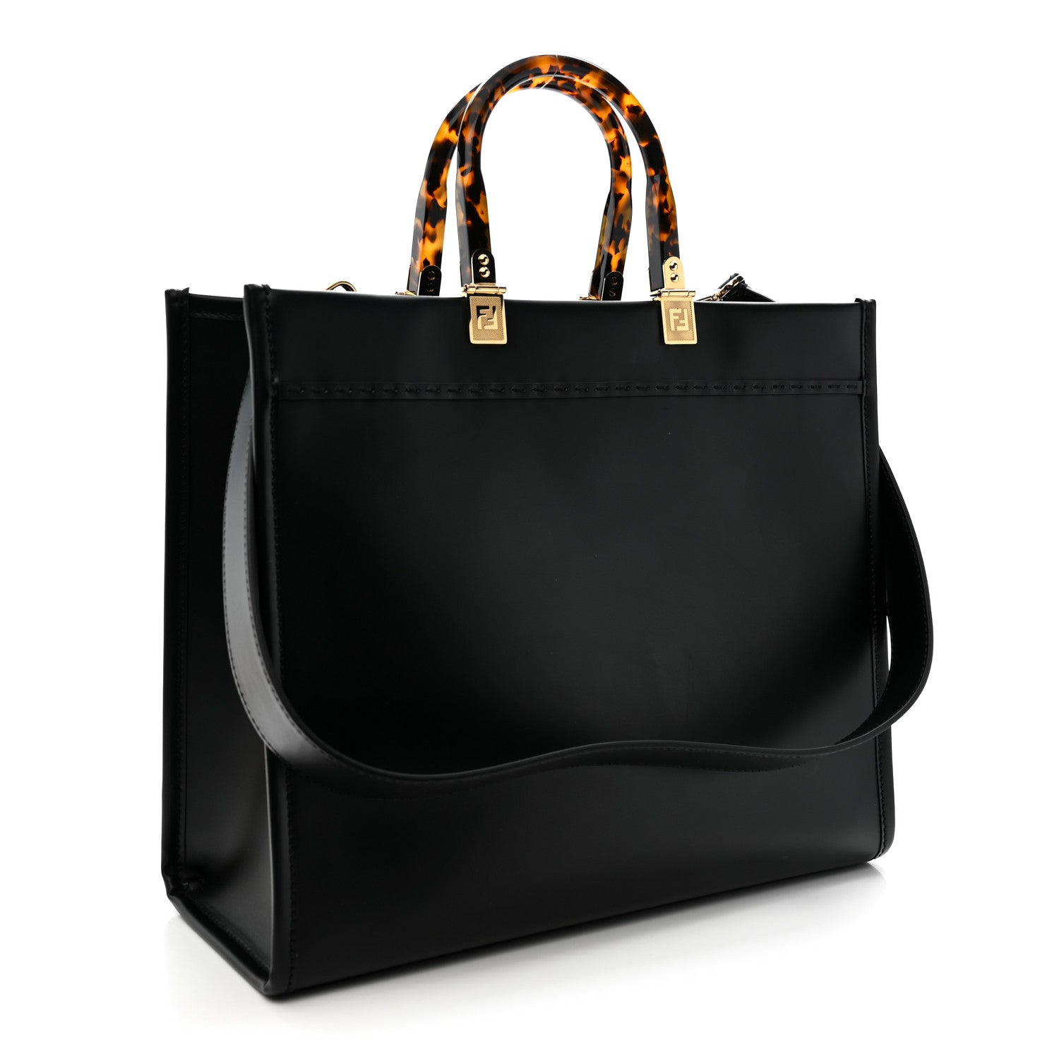 Fendi Vitello King Plexiglass Medium Fendi Sunshine Shopper Tote Black 3 of 12