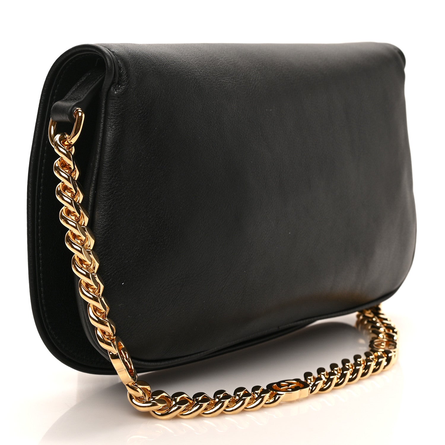 Gucci Roxy Calfskin Blondie Chain Shoulder Flap Bag Black 3 of 8