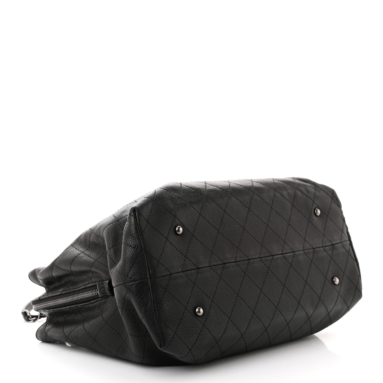 Chanel Grained Vegetal Calfskin Stitched Shopping Tote Black 4 of 10