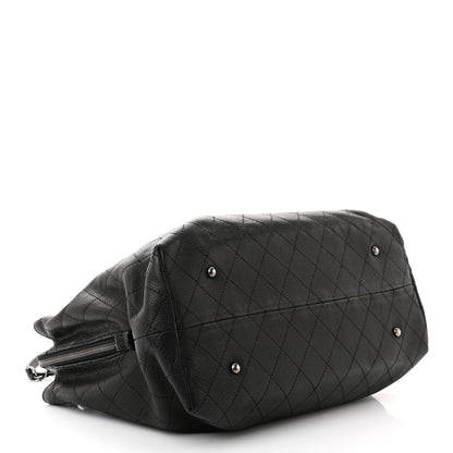 Chanel Grained Vegetal Calfskin Stitched Shopping Tote Black 4 of 10