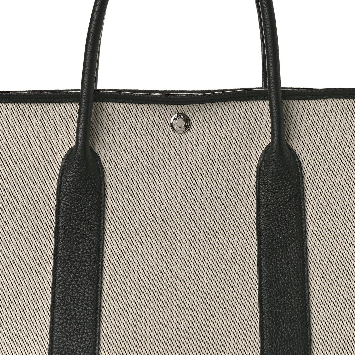 Chevron Herringbone Toile Negonda Garden Party 36 MM Tote Craie Black