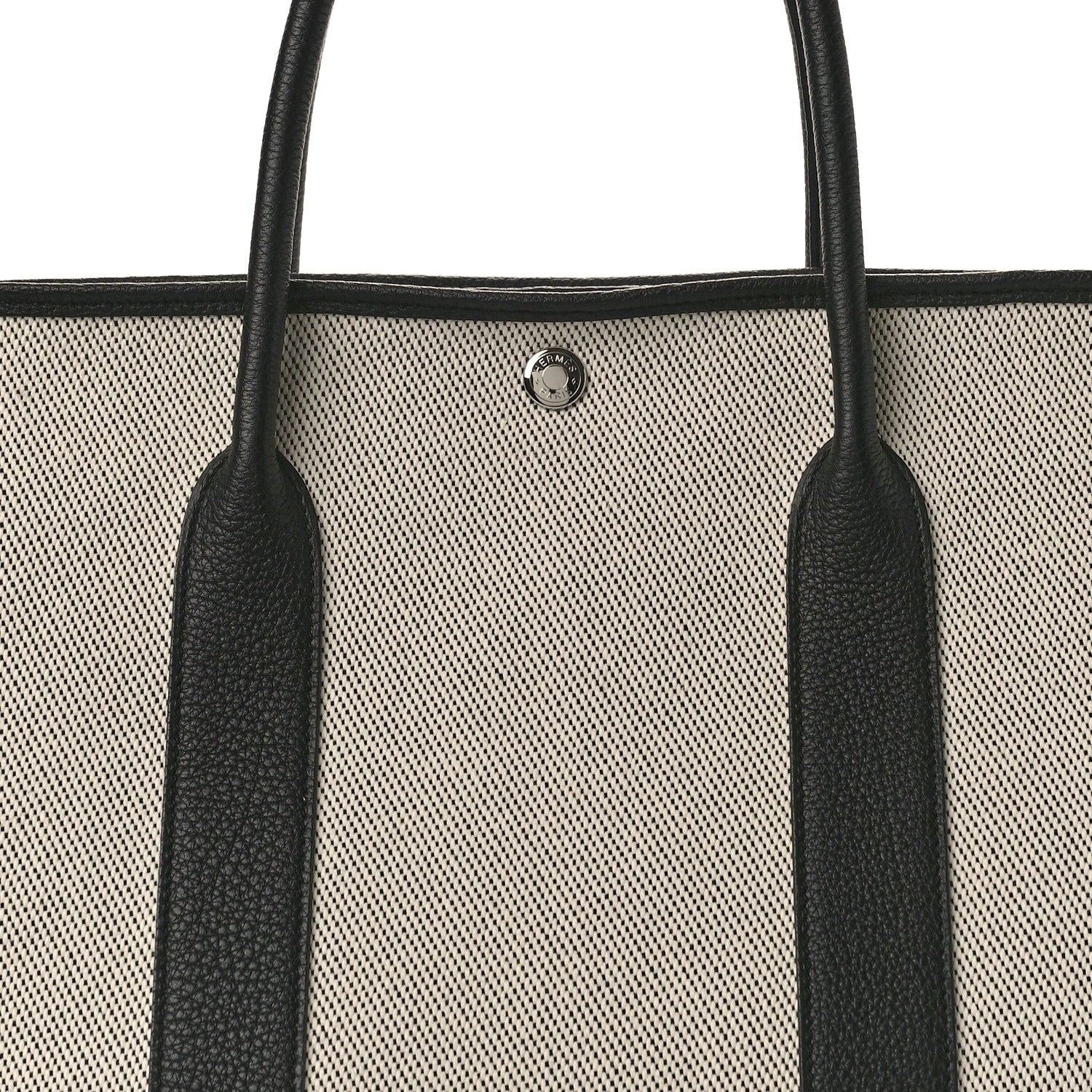 Hermes Chevron Herringbone Toile Negonda Garden Party 36 MM Tote Craie Black 7 of 9