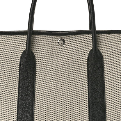 Hermes Chevron Herringbone Toile Negonda Garden Party 36 MM Tote Craie Black 7 of 9