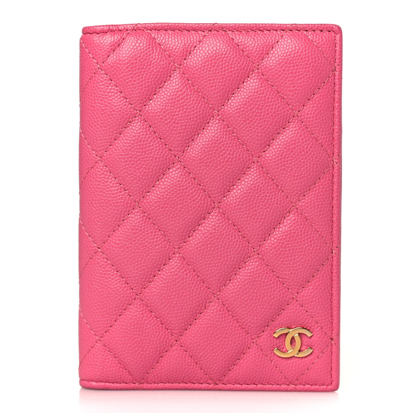Caviar Quilted Passport Holder Pink