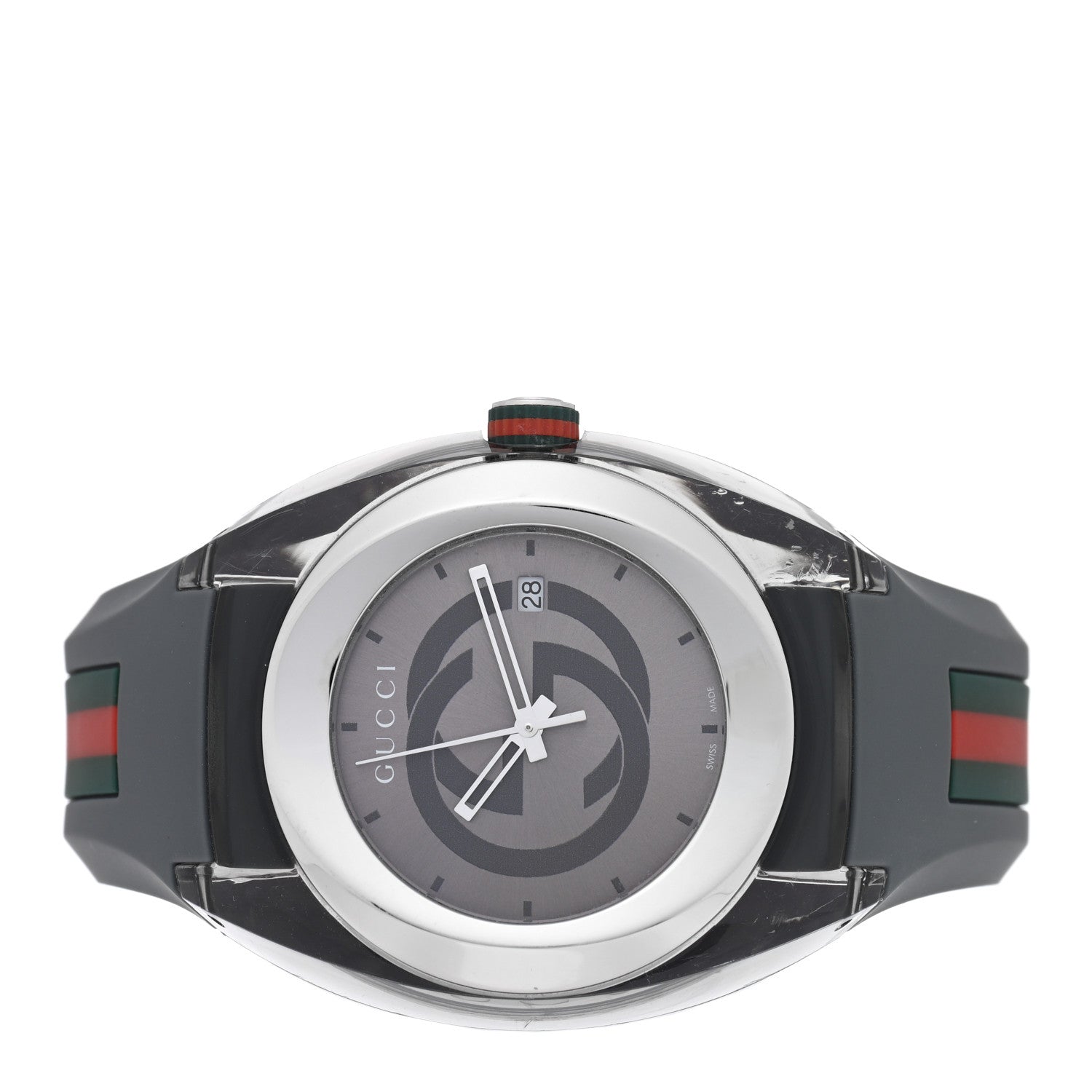 Gucci Stainless Steel Rubber 46mm Sync Web Quartz Watch Grey 2 of 4