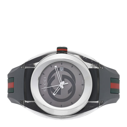Gucci Stainless Steel Rubber 46mm Sync Web Quartz Watch Grey 2 of 4