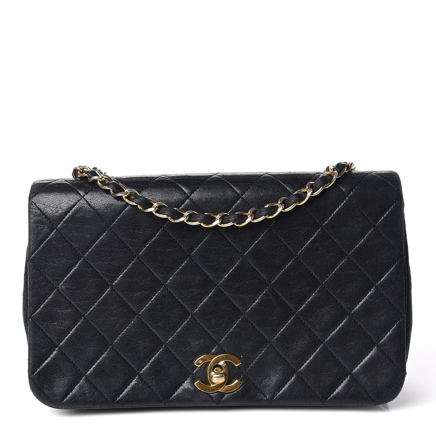 Lambskin Quilted Small Single Flap Black