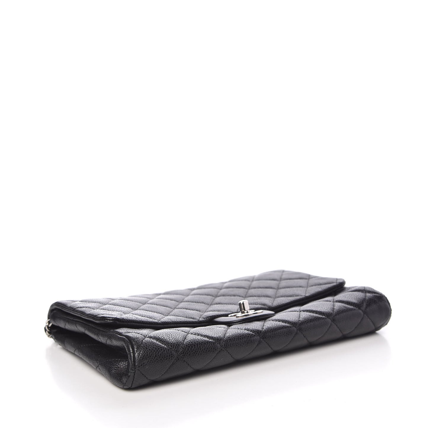 Caviar Quilted Clutch With Chain Flap Black