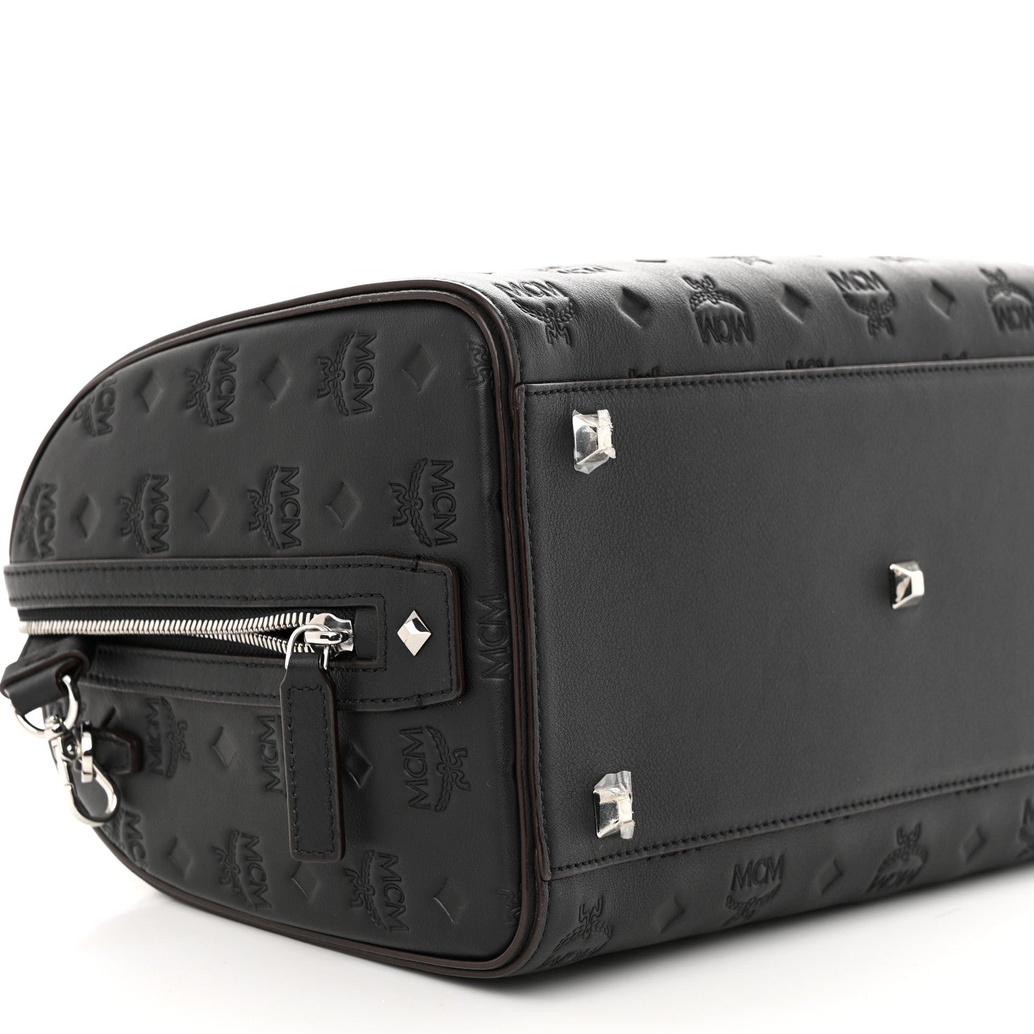 MCM Calfskin Ottomar Monogram Essential Boston Bag Black 8 of 9