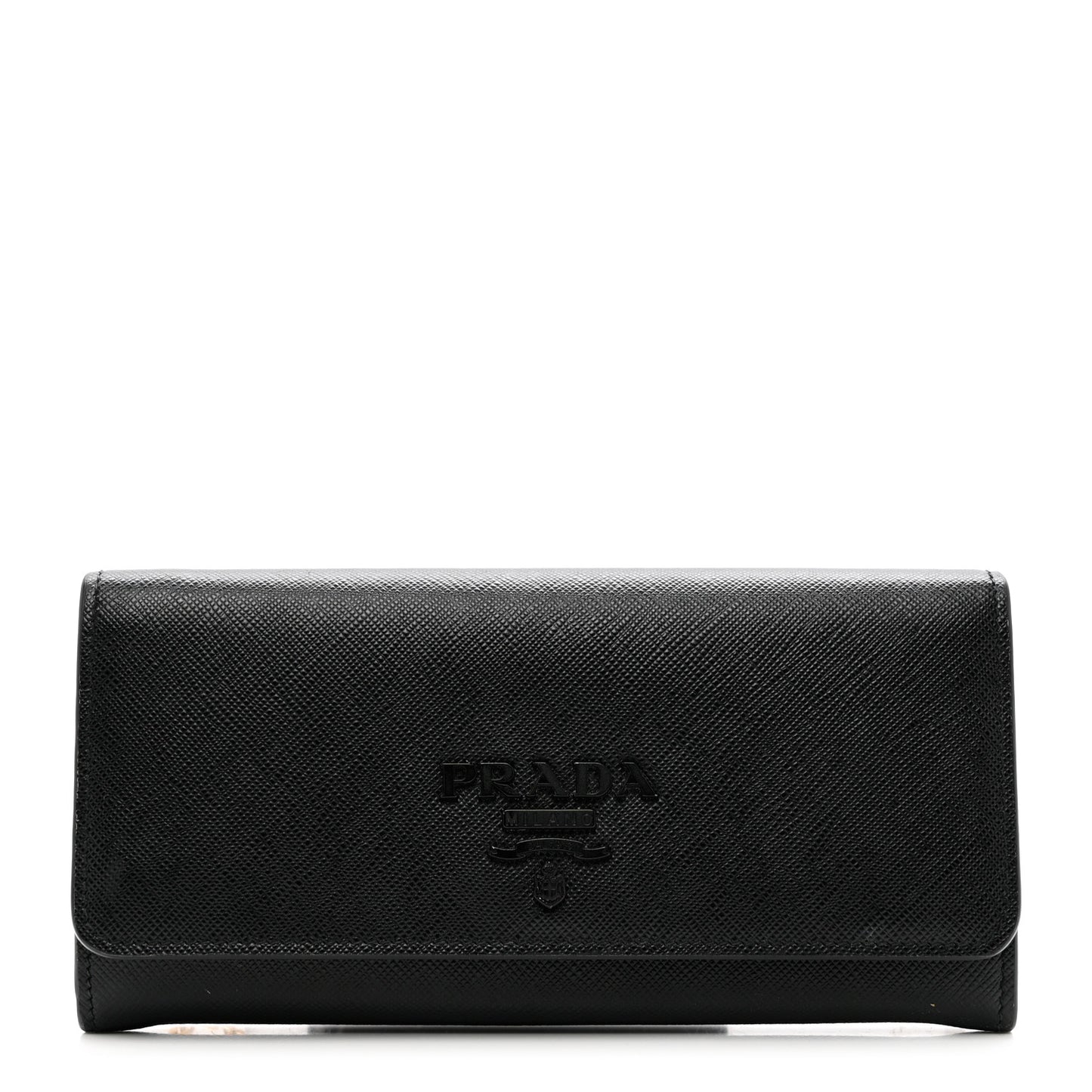 Saffiano Metal Continental Flap Wallet Black