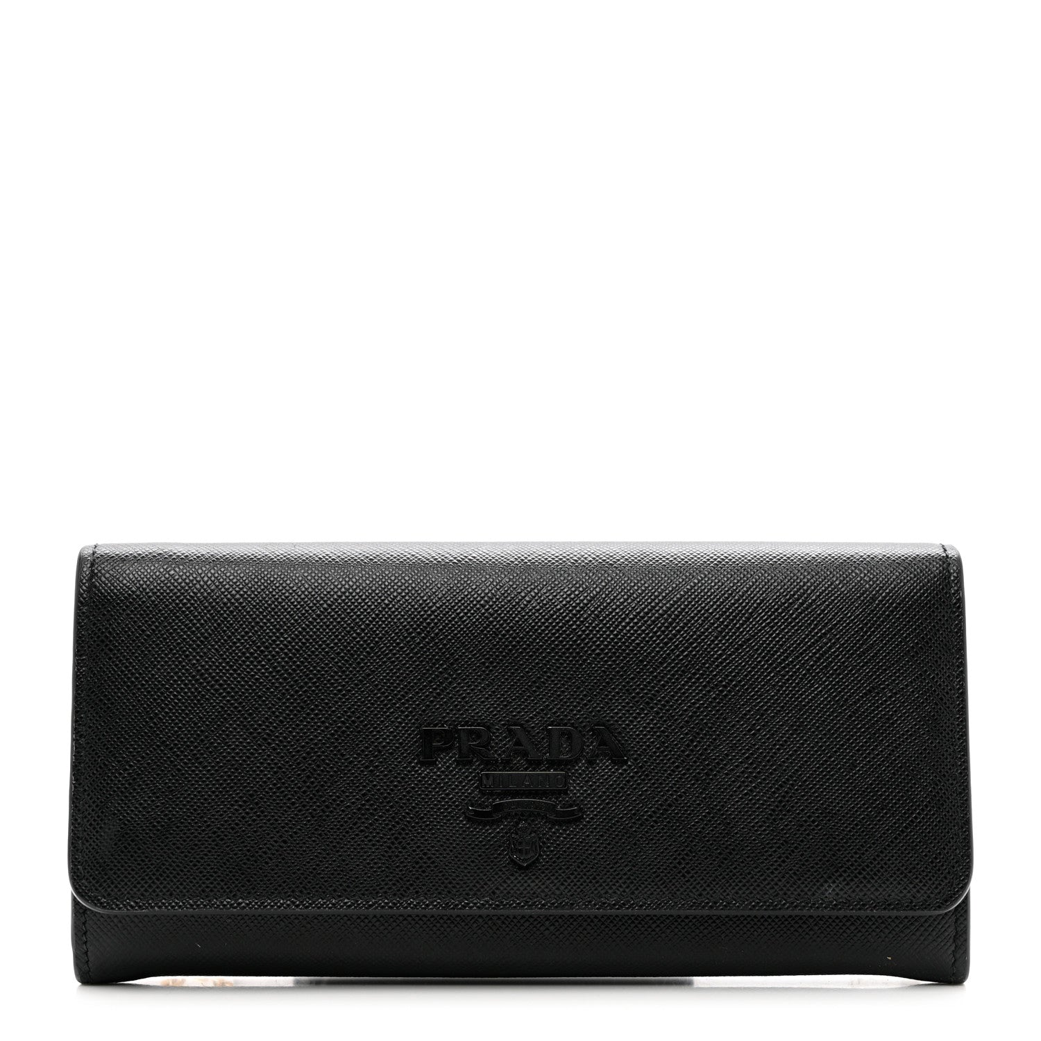Prada Saffiano Metal Continental Flap Wallet Black 1 of 8