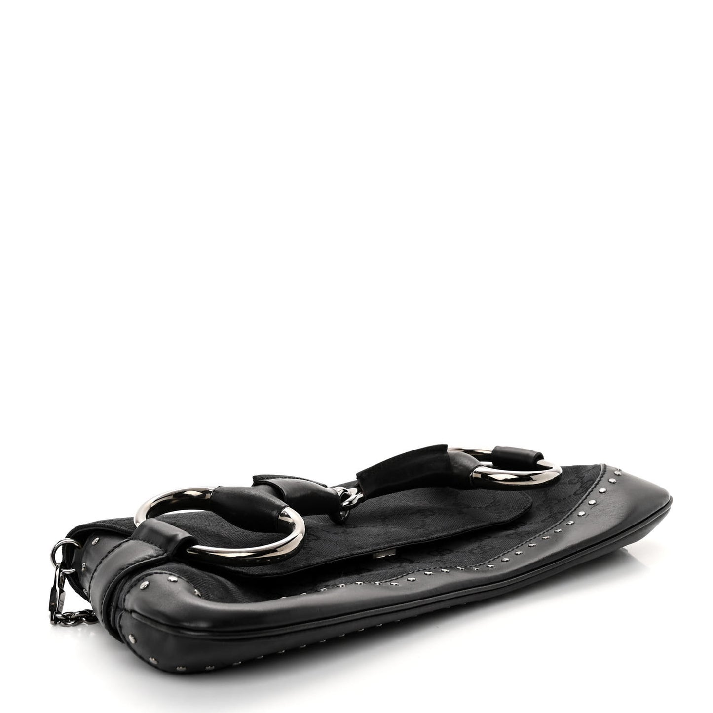 Monogram Studded Horsebit Clutch Black