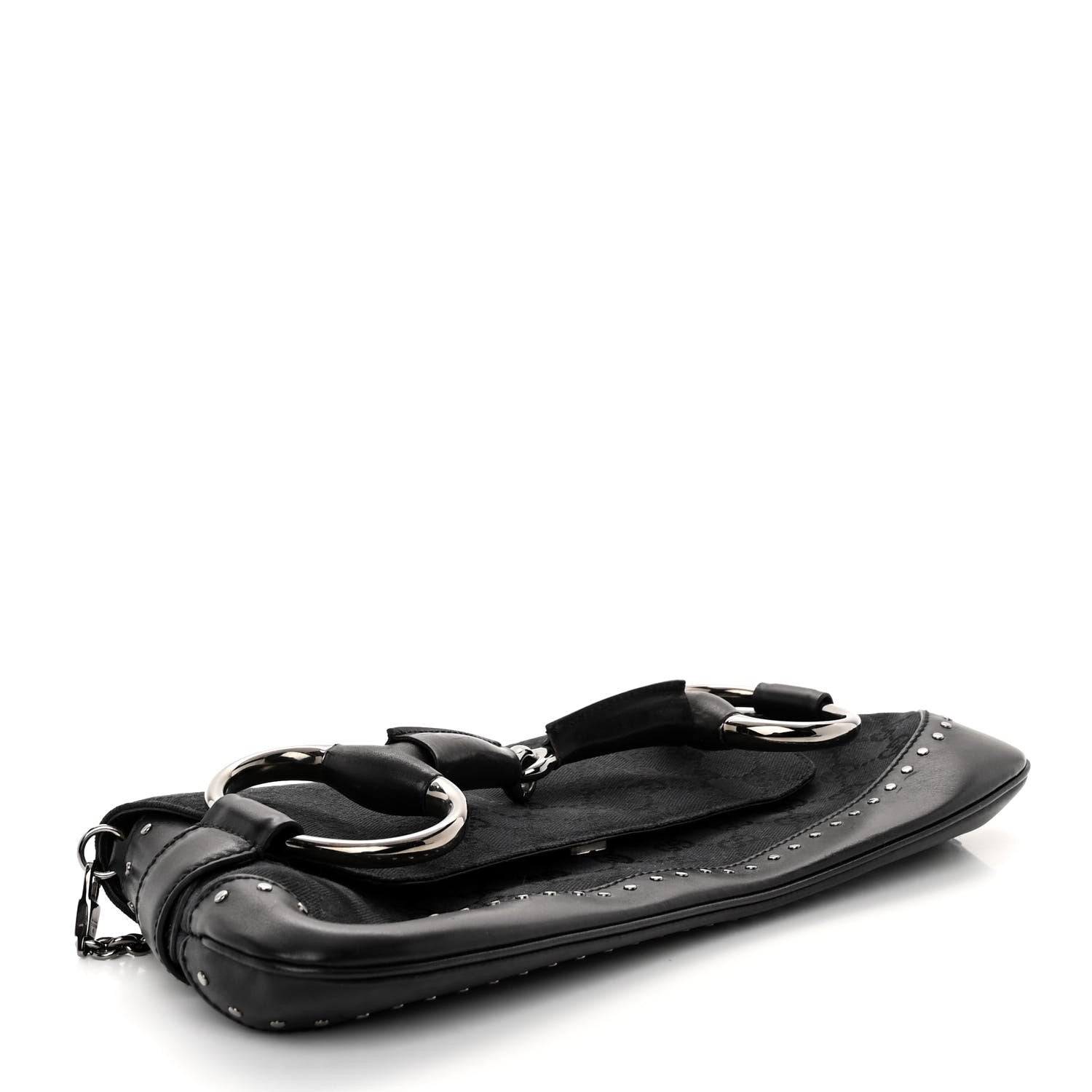 Gucci Monogram Studded Horsebit Clutch Black 4 of 10