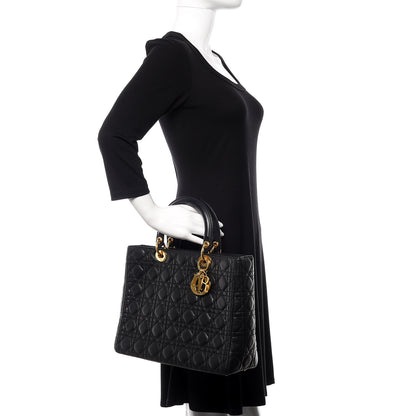 Christian Dior Lambskin Cannage Large Lady Dior Black 2 of 10
