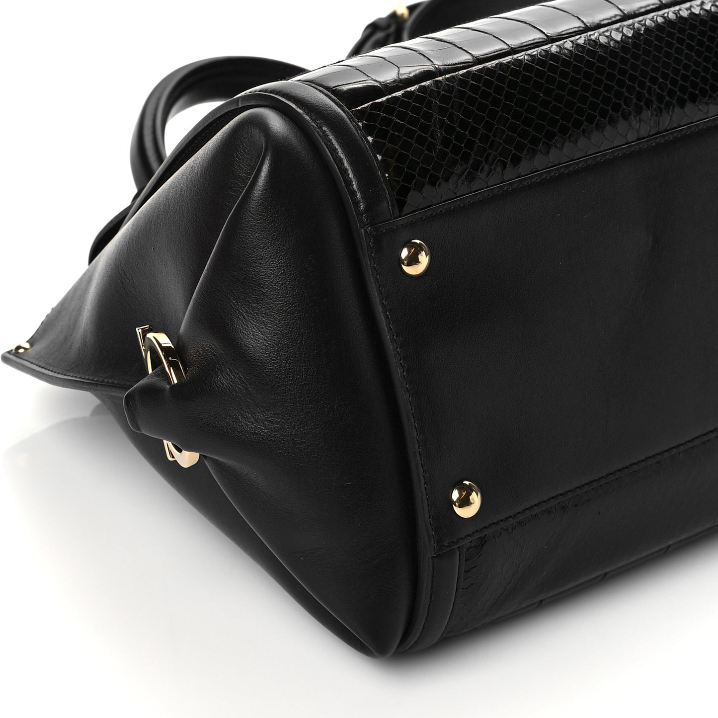 Python Crocodile Ostrich Medium Sofia Satchel Black