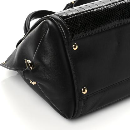 Salvatore Ferragamo Python Crocodile Ostrich Medium Sofia Satchel Black 8 of 9