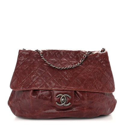 Chanel Grained Calfskin Quilted Maxi Elastic Flap Burgundy 1 of 9