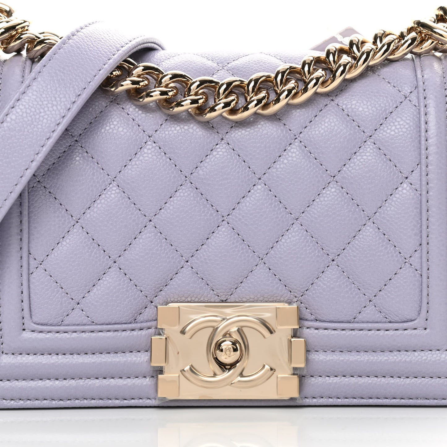Caviar Quilted Small Boy Flap Light Purple