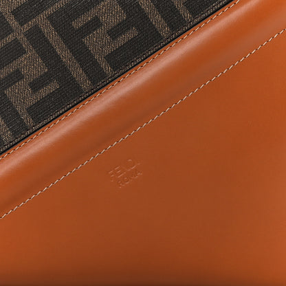 Fendi Glazed Fabric Vitello Cover FF 1974 Diagonal Bi-Color Medium Camera Case Tobacco Moro Cuoio 9 of 13