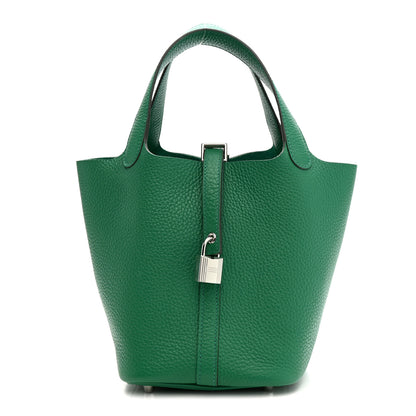 Hermes Taurillon Clemence Picotin Lock 18 PM Vert Vertigo 1 of 11