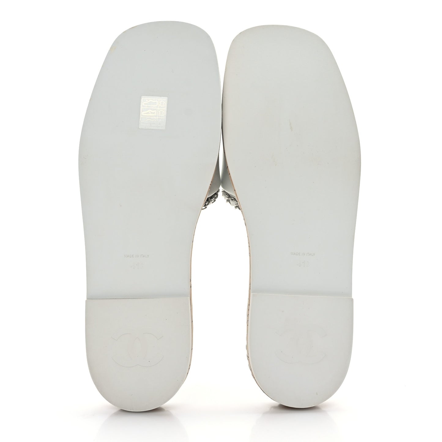 Lambskin Chain Cork Slide Sandals 41 White